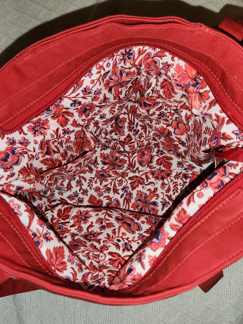 Vera Bradley Red Canvas Tote Bag with Front Pocket - Picture 5 of 5